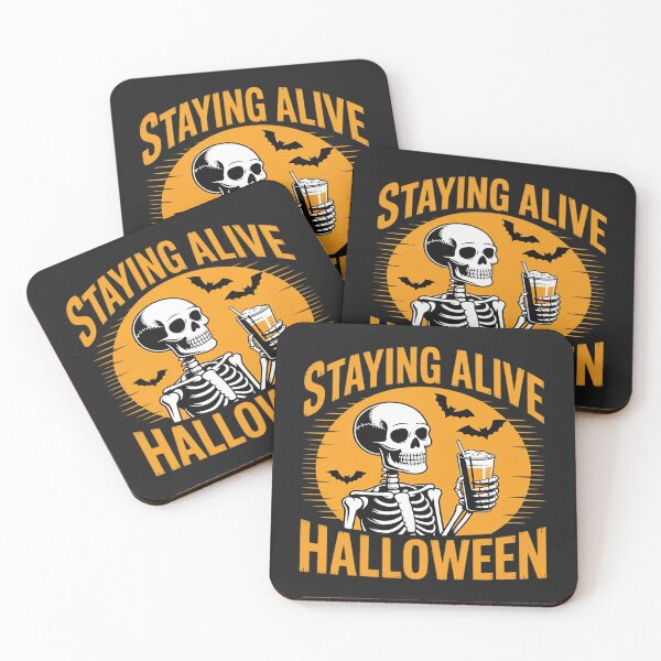 Item preview, Staying Alive - Funny Halloween Skeleton Drinking Coffee designed and sold by Dolostope.