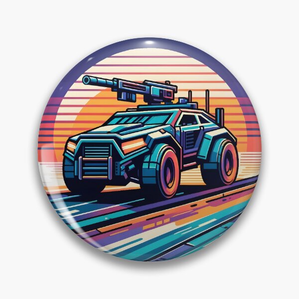 Item preview, Retro Futuristic Armoured Vehicle in Neon Sunset Style. designed and sold by The-T-In-Retro.