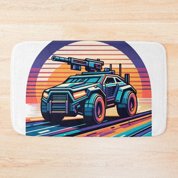 Item preview, Retro Futuristic Armoured Vehicle in Neon Sunset Style. designed and sold by The-T-In-Retro.