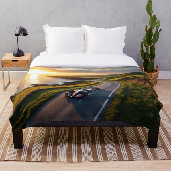 Item preview, formula 1 car racing on coast in sunset designed and sold by Todd1983.
