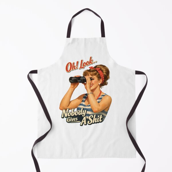 Item preview, Retro Pin-Up Woman With Binoculars, Bold Oh Look, Nobody Gives A Shit – Vintage Poster Style designed and sold by portokalis.