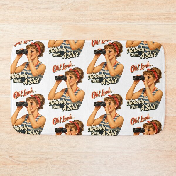 Item preview, Retro Pin-Up Woman With Binoculars, Bold Oh Look, Nobody Gives A Shit – Vintage Poster Style designed and sold by portokalis.