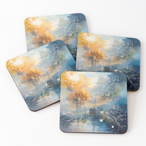 Item preview, Abstract winter work with gold and blue designed and sold by Photopat.