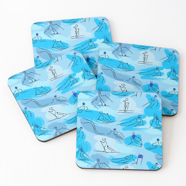 Item preview, Skiers Skiing Sketches in Blue designed and sold by VintageStyle.