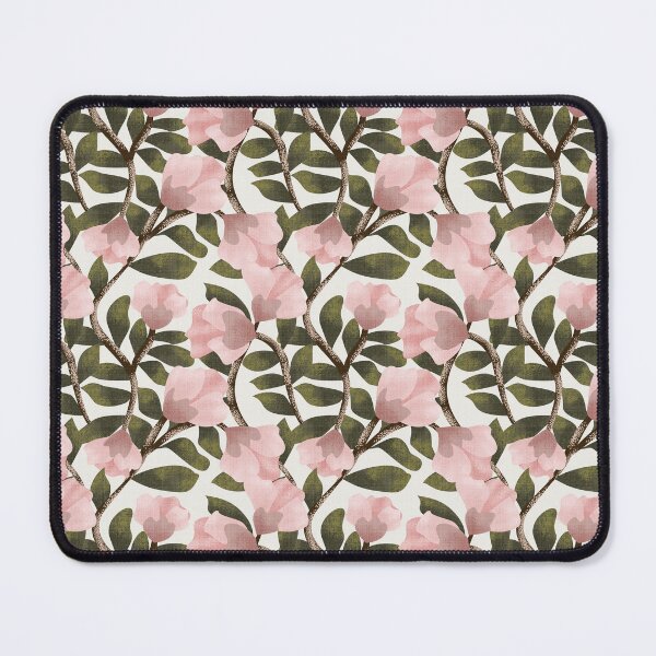 Item preview, Arts and Crafts Inspired Trailing Floral with Pink Flowers in Cloud Dancer Background designed and sold by JasmineGDesigns.
