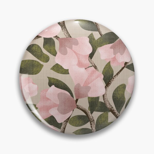 Item preview, Arts and Crafts Inspired Trailing Floral with Pink Flowers in Earthy Warm Background designed and sold by JasmineGDesigns.