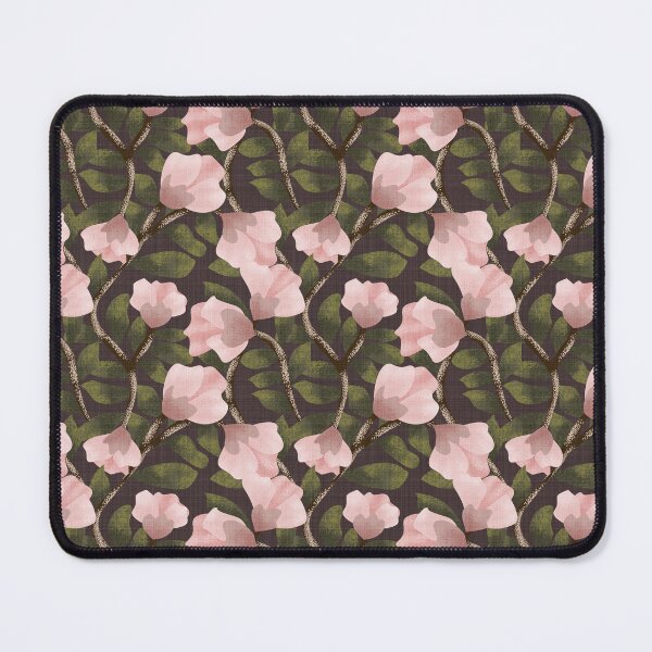 Item preview, Arts and Crafts Inspired Trailing Floral with Pink Flowers in Earthy Warm Background designed and sold by JasmineGDesigns.
