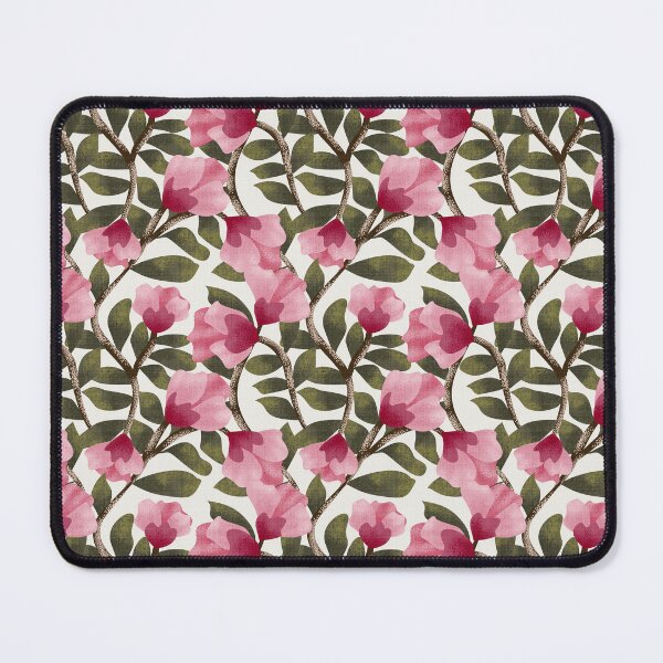 Item preview, Copy of Arts and Crafts Inspired Trailing Floral with Bright Pink Flowers in Cloud Dancer Background designed and sold by JasmineGDesigns.