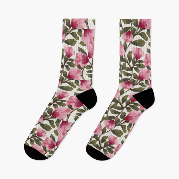 Item preview, Copy of Arts and Crafts Inspired Trailing Floral with Bright Pink Flowers in Cloud Dancer Background designed and sold by JasmineGDesigns.