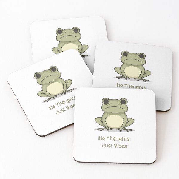 Item preview,  No Thoughts Just Vibes Frog Sticker – Cute Minimal Illustration designed and sold by CreatedbyKandJ.