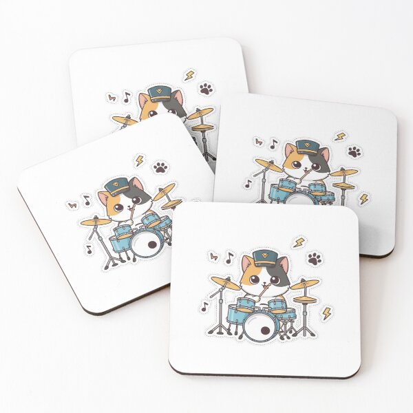 Item preview, Paw Rockers Drummer – Cute Cat Drum Set Sticker designed and sold by lulabellestore.