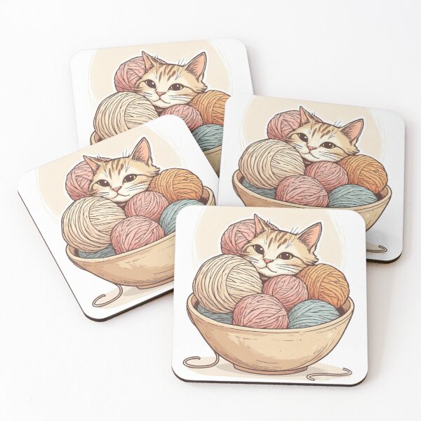 Item preview, Crochet & Cats anime art for yarn lovers designed and sold by Art by Kristie.