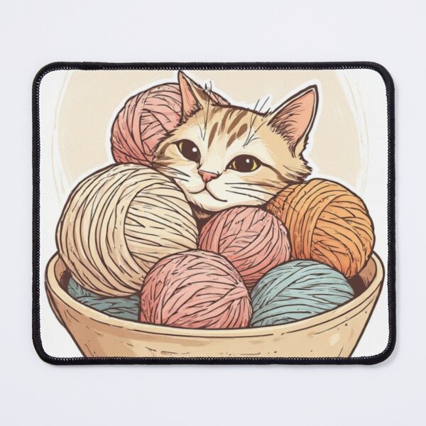 Item preview, Crochet & Cats anime art for yarn lovers designed and sold by Art by Kristie.