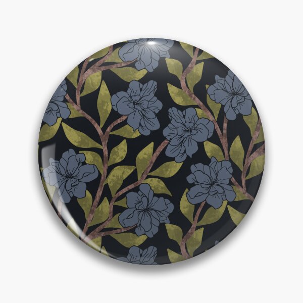Item preview, Textured Botanicals and Line Dusty Purple Flowers Trailing Floral in Moody Indigo Blue designed and sold by JasmineGDesigns.