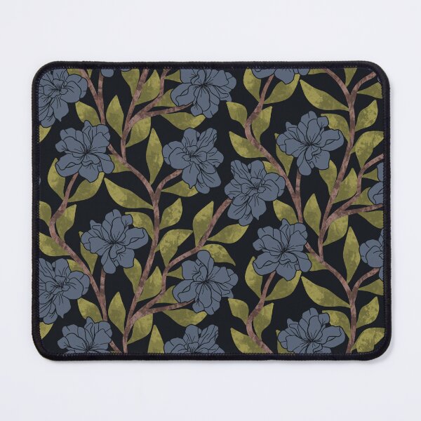 Item preview, Textured Botanicals and Line Dusty Purple Flowers Trailing Floral in Moody Indigo Blue designed and sold by JasmineGDesigns.