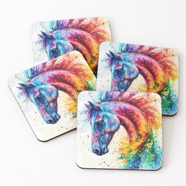 Item preview, Prismatic Stallion - Colorful Watercolor & Ink Splash Horse designed and sold by Flora & Myth Studio.