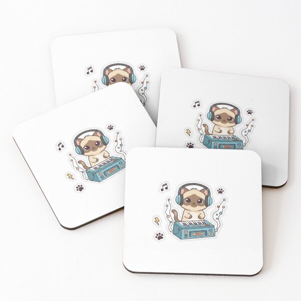 Item preview, Paw Rockers Keyboardist – Cute Cat Synth Sticker designed and sold by lulabellestore.