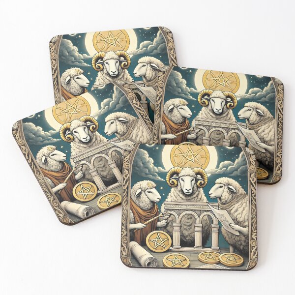 Item preview, Sheepism Tarot – Three of Pentacles designed and sold by Thpoar.