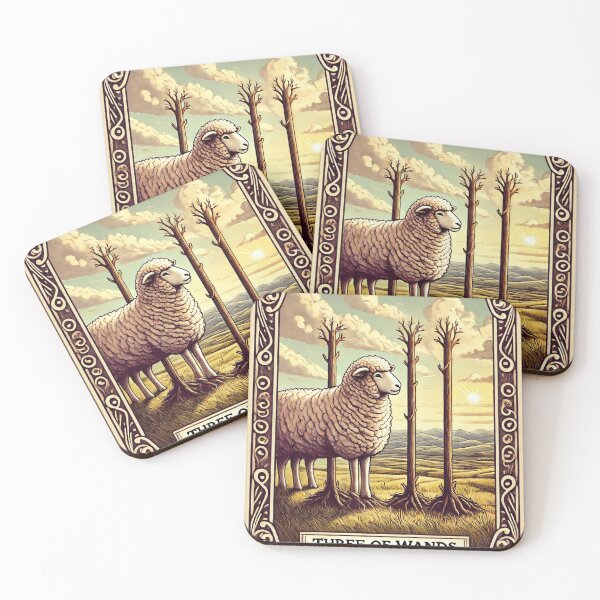 Item preview, Sheepism Tarot – Three of Wands designed and sold by Thpoar.
