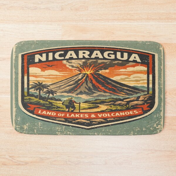 Item preview, Nicaragua Volcano Retro Travel Badge | Vintage Hiking & Adventure Art designed and sold by Globalcitytees.