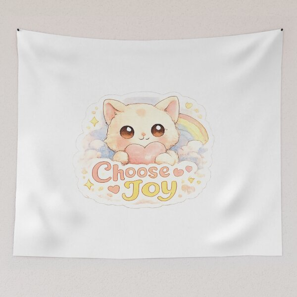 Item preview, Choose Joy Cute Kitten Illustration | Kawaii Cat Positive Quote Art designed and sold by AmRishi.