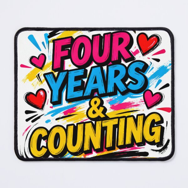 Item preview, Four Years & Counting – Playful Anniversary Art designed and sold by FreeFromDefault.