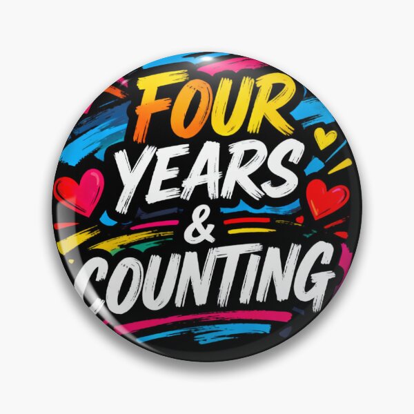Item preview, Four Years & Counting – Colorful Anniversary Design designed and sold by FreeFromDefault.
