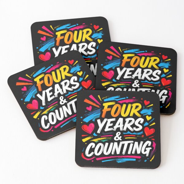 Item preview, Four Years & Counting – Colorful Anniversary Design designed and sold by FreeFromDefault.