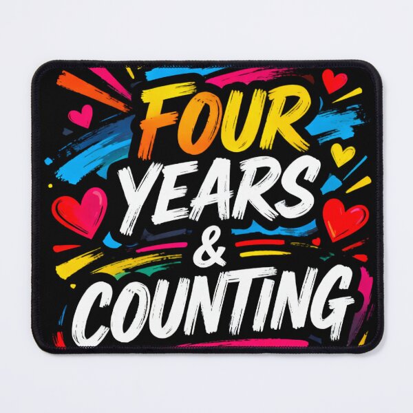 Item preview, Four Years & Counting – Colorful Anniversary Design designed and sold by FreeFromDefault.