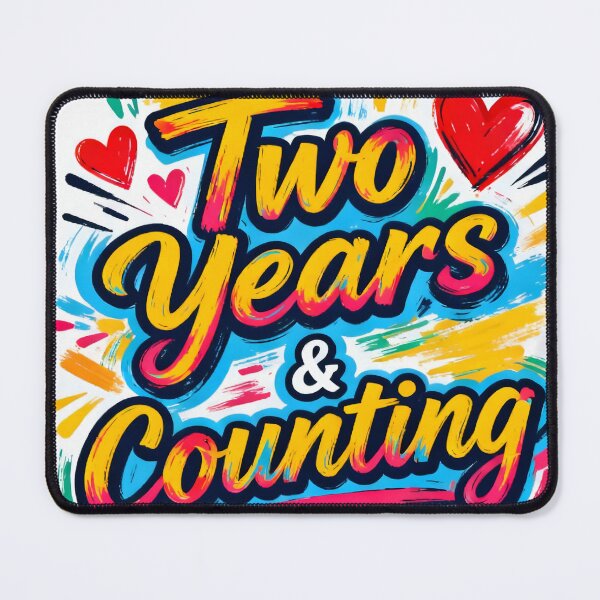 Item preview, Two Years & Counting – Yellow Anniversary Typography designed and sold by FreeFromDefault.