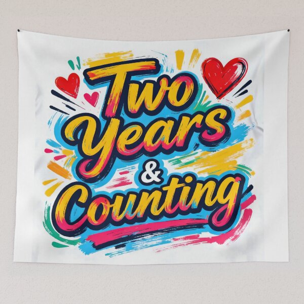 Item preview, Two Years & Counting – Yellow Anniversary Typography designed and sold by FreeFromDefault.