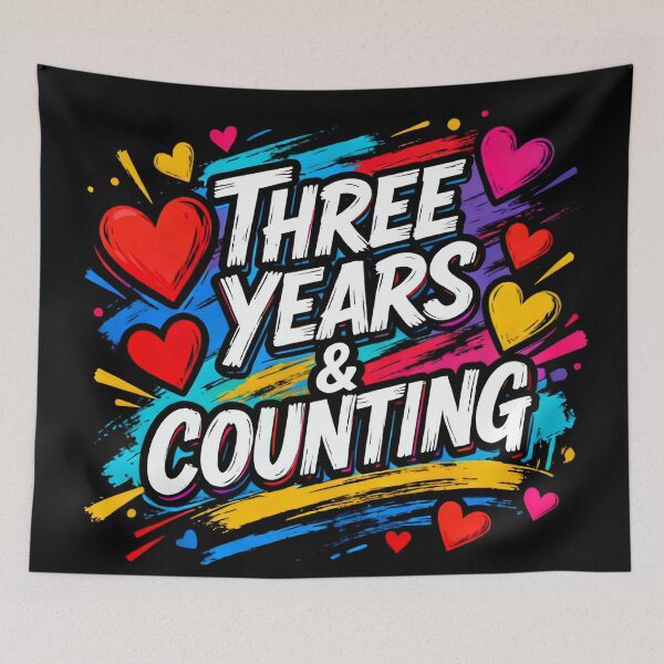 Item preview, Three Years & Counting – Colorful Anniversary Design designed and sold by FreeFromDefault.