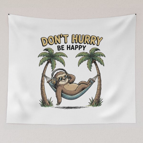Item preview, Don't Hurry Be Happy Funny Sloth Vintage designed and sold by Fenay Designs.