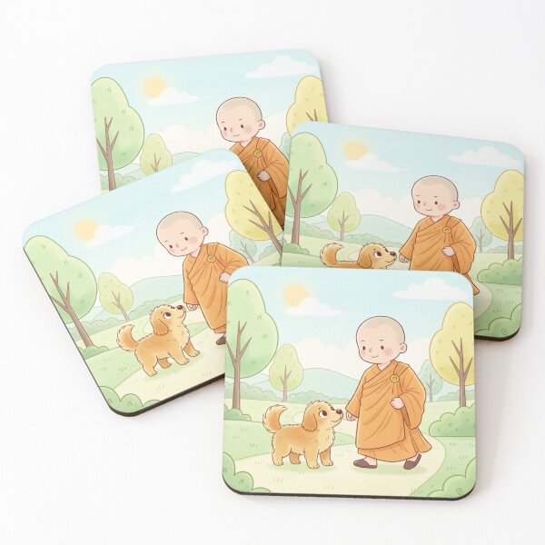 Item preview, Cute Monk and Dog Illustration designed and sold by Koalangel.