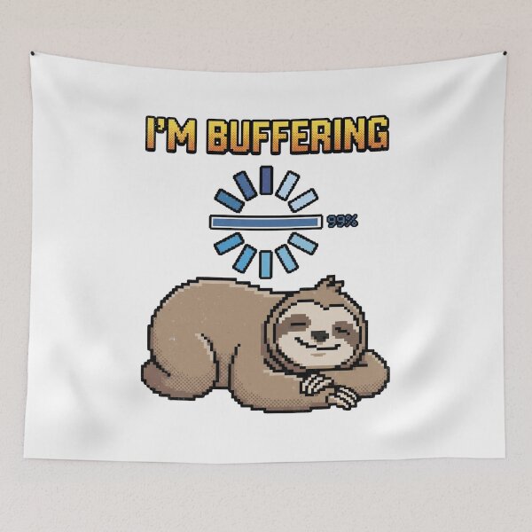 Item preview, Im Buffering Funny Pixel Art Sloth Loading designed and sold by Fenay Designs.