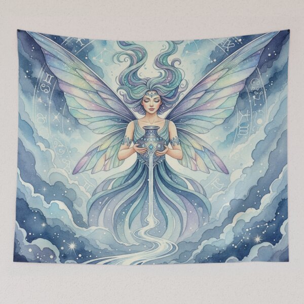 Item preview, Aquarius Celestia – The Cosmic Water Bearer Fairy designed and sold by Dream Bloom Gallery.
