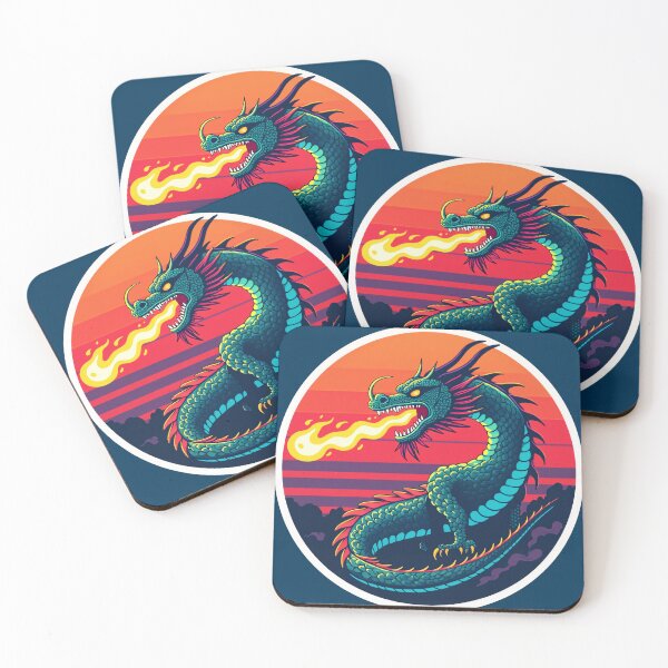 Item preview, Neon Samurai Dragon - Japanese Retro Sunset Sticker Art designed and sold by The Grumpy Pet Club.