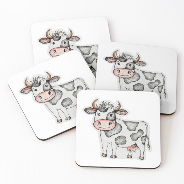 Item preview, Cute Cow Illustration – Black, White and Pink Kids Art designed and sold by GlauciaSouEu.