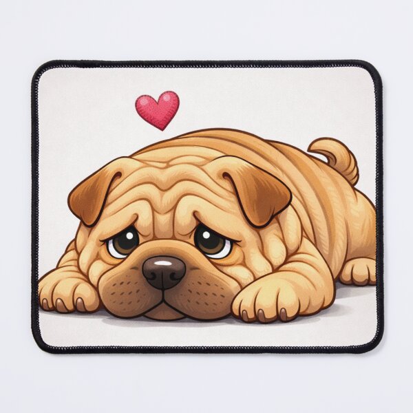 Item preview, Cute Shar Pei with Heart – Adorable Wrinkly Dog Illustration designed and sold by Darlin8888.