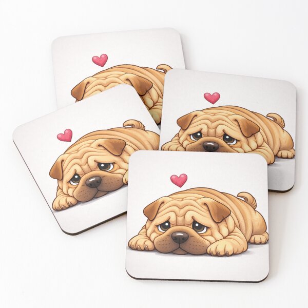 Item preview, Cute Shar Pei with Heart – Adorable Wrinkly Dog Illustration designed and sold by Darlin8888.
