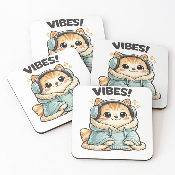 Artikelvorschau, VIBES! – Headphone Cat Hoodie entworfen und verkauft von LongIslandDesgn.