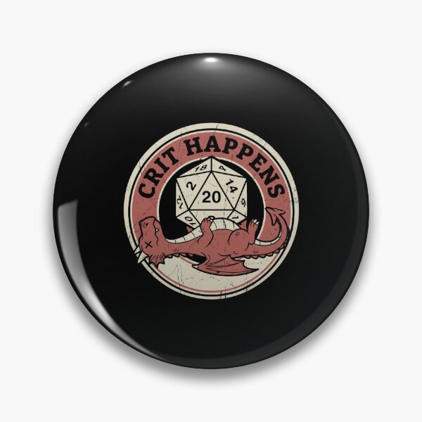 Item preview, Crit Happens Red Dragon RPG Dice Badge designed and sold by Fenay Designs.