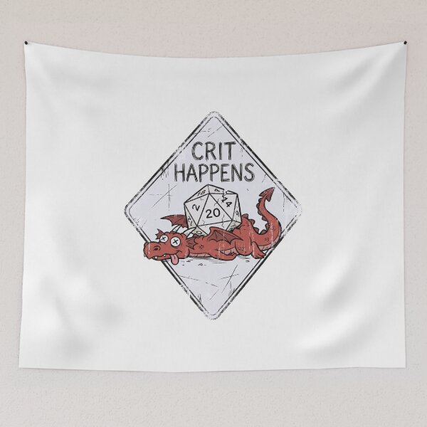 Item preview, Crit Happens Red Dragon RPG Dice Road Sign designed and sold by Fenay Designs.
