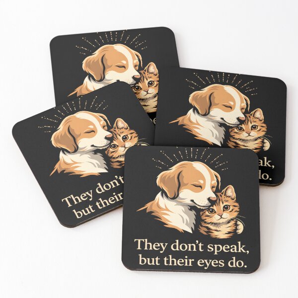 Item preview, They Don't Speak But Their Eyes Do - Cute Dog and Cat Art designed and sold by Trendora Stor.