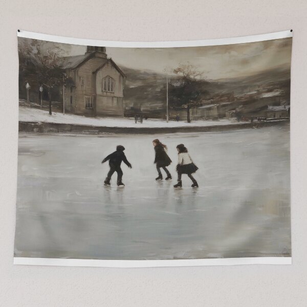 Item preview, Children Ice Skating in Winter designed and sold by lautir.