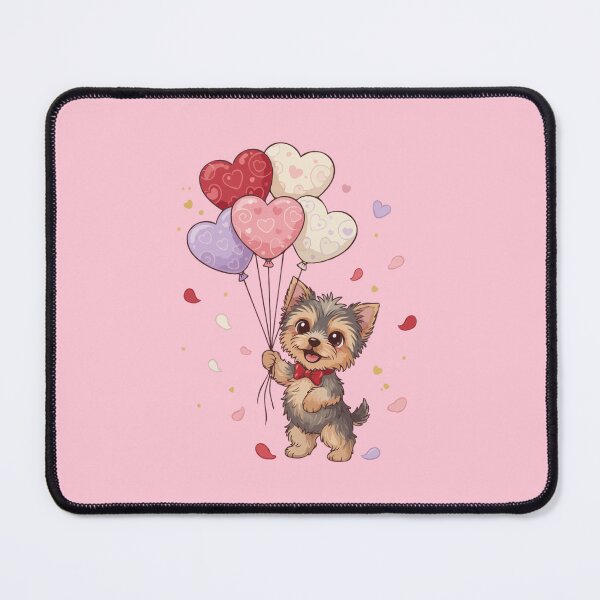 Item preview, Adorable Yorkshire Terrier Valentine’s Day Puppy with Heart Balloons Vector Illustration designed and sold by The Real Life Symphony.