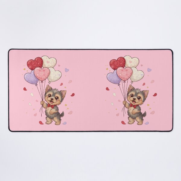 Item preview, Adorable Yorkshire Terrier Valentine’s Day Puppy with Heart Balloons Vector Illustration designed and sold by The Real Life Symphony.