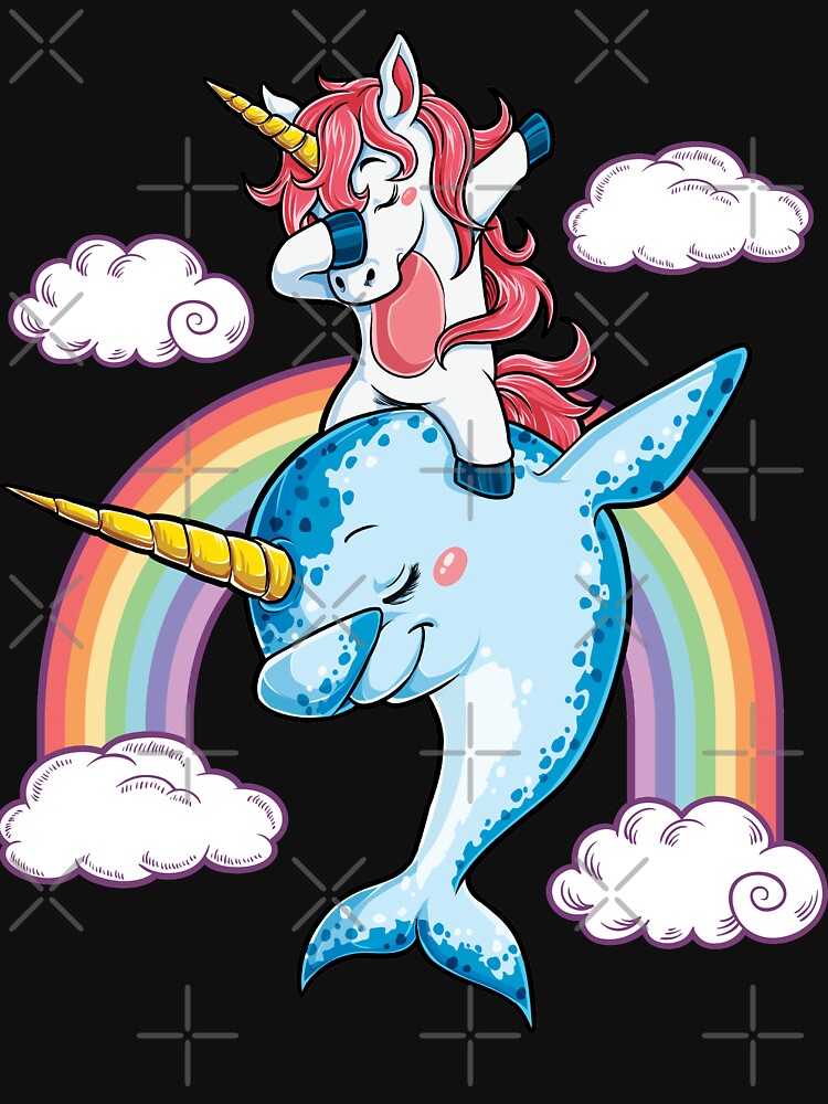 Unicorn Riding Narwhal T shirt Squad Girls Kids Rainbow Unicorns