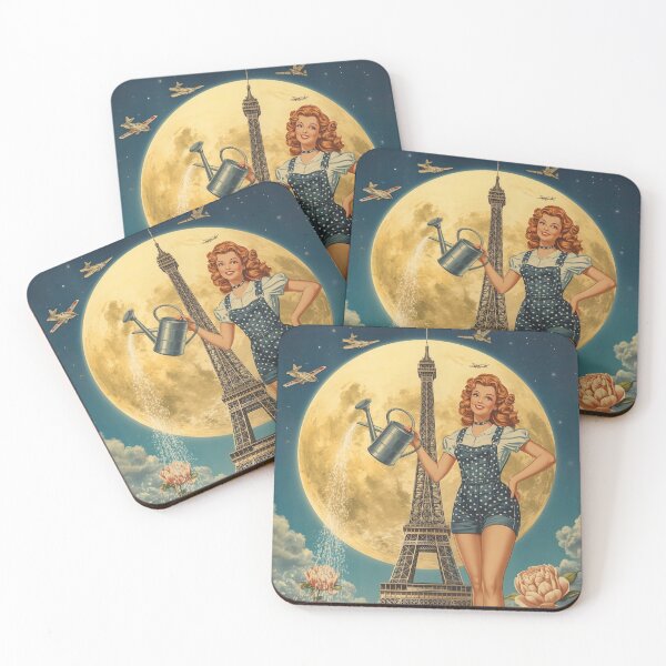 Item preview, Giant Pin-Up Moon Gardener Surreal Retro Whimsical Storybook Art designed and sold by MissSaylor.
