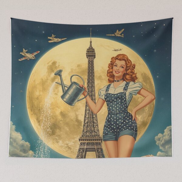 Item preview, Giant Pin-Up Moon Gardener Surreal Retro Whimsical Storybook Art designed and sold by MissSaylor.